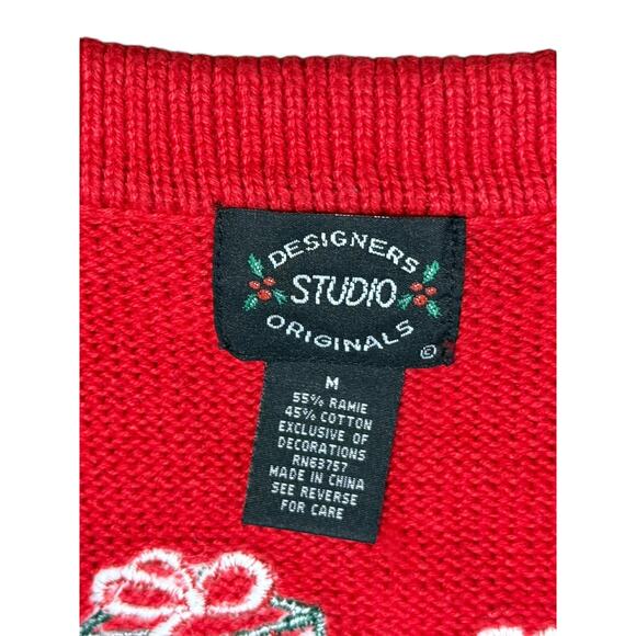 Designers Originals Christmas Sweater Vest Women's M Embroidered Tree Presents - Picture 3 of 9